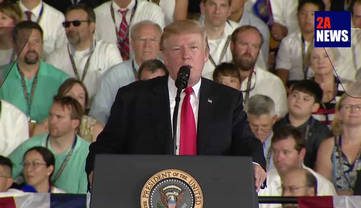 President Trump speaks at the commission of the USS Gerald R Ford